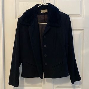 Jordan & Cole Fuzzy Collar Black Blazer